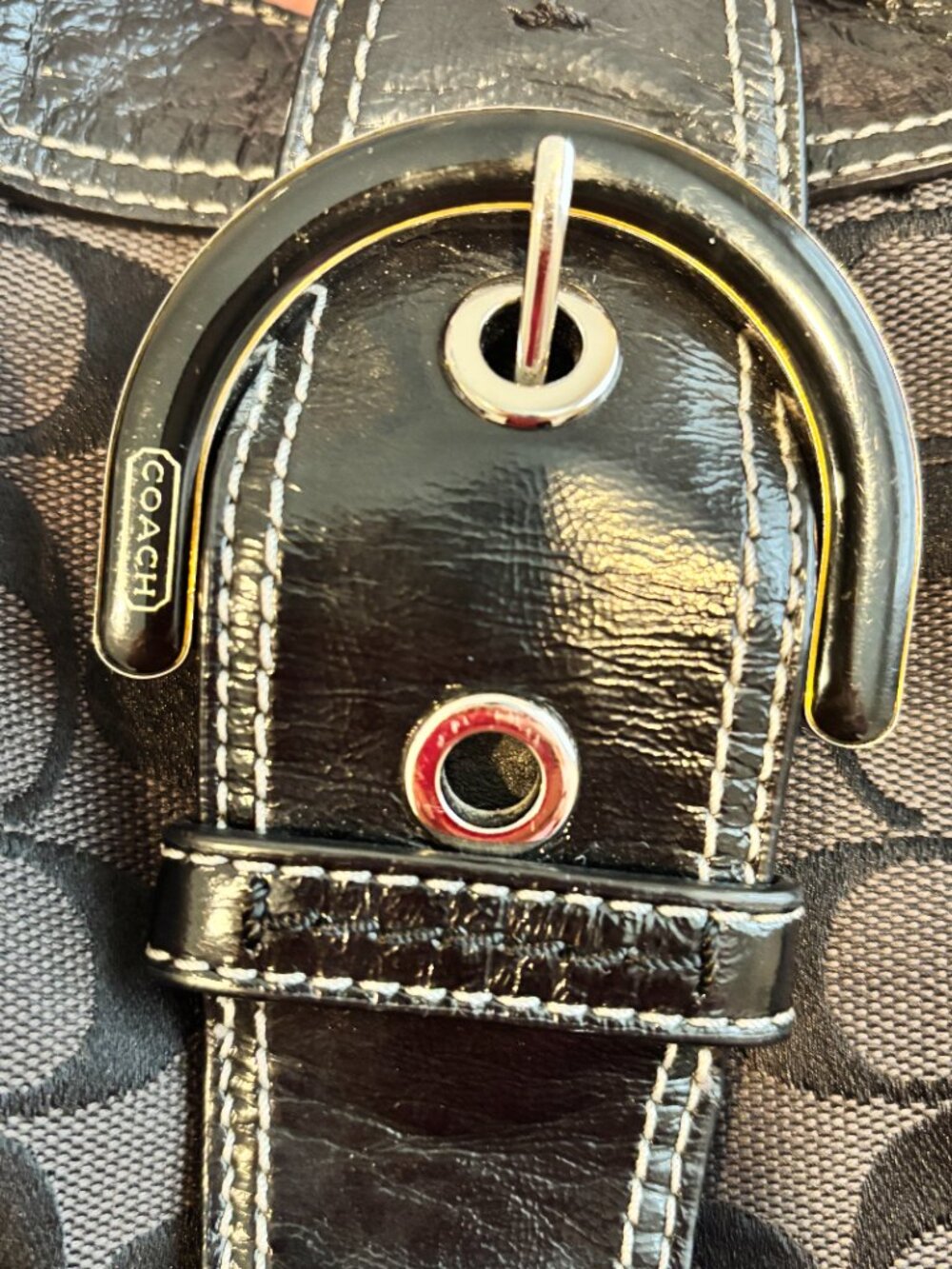 Coach Signature Black Canvas with leather handbag/purse tote/shoulder bag - Picture 5 of 8